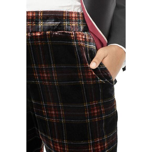 J. Crew Pull-On Easy Pant in Velvet Stewart Tartan  Black Multi Plaid Holiday Sz - Picture 3 of 15